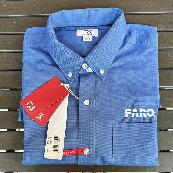 Cutter & Buck Men's Wrinkle Resistant Stretch Long Sleeve Button Navy Shirt L - Picture 1 of 2